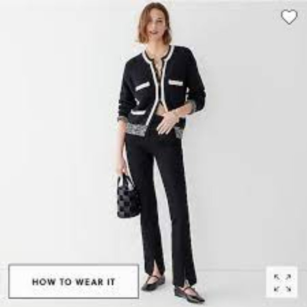 J Crew Mario Bellucci Roxanne Flare Leg Trouser Pants Womens XXS Black Zip ankle